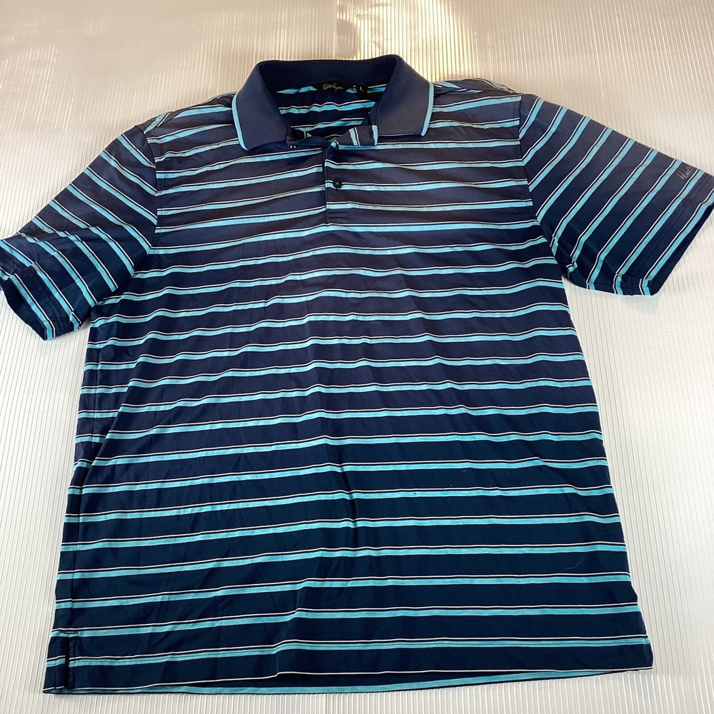 Walter Hagen Mens Polo Shirt Top Sz L Golf Short Sleeve Striped Pullover Stains